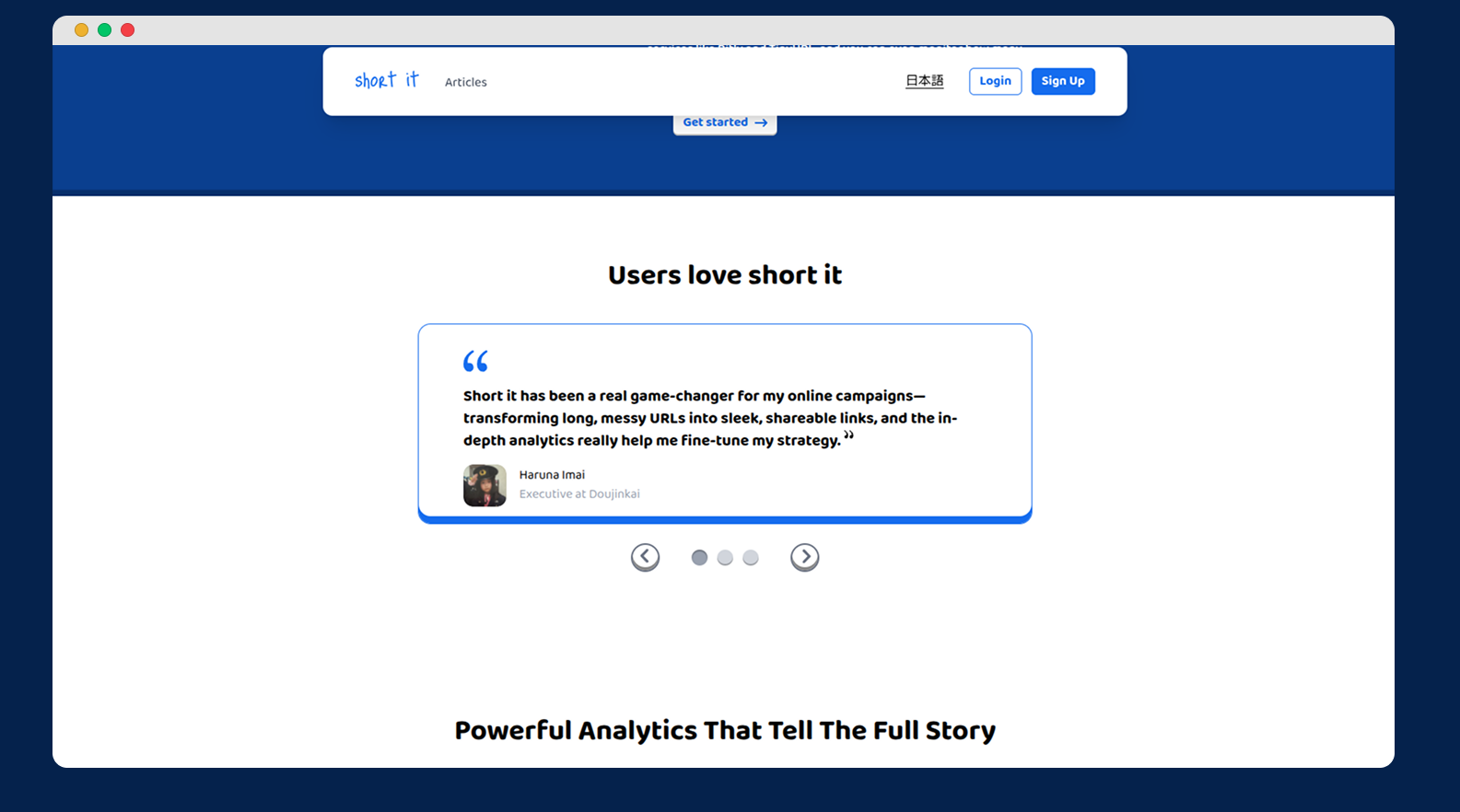 short itのLPのユーザーからの評価